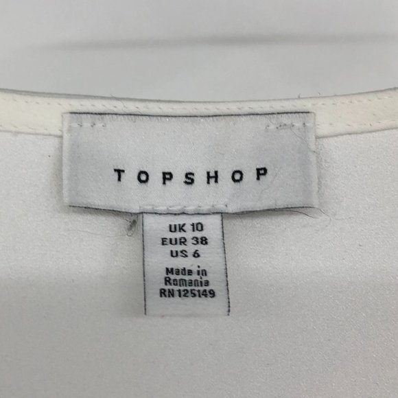 TopShop white button down peplum blouse collared sleeves size 6 - Picture 4 of 15
